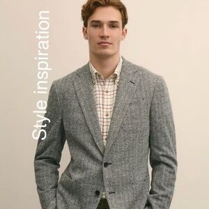 Brooks Brothers Charcoal Herringbone full Suit jacket and slacks 43 ML